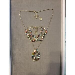 Plunder Wire Wrapped Colorful Beaded Necklace And Bracelet Set